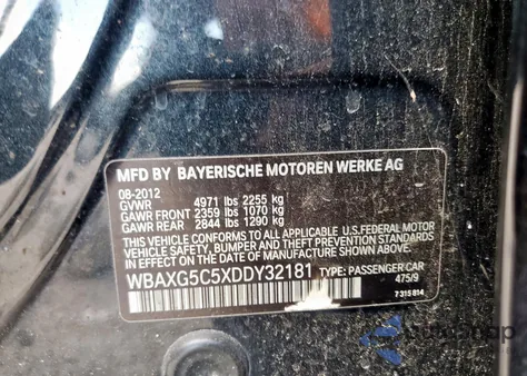 2013 BMW 528 I z USA, uszkodzony, nr VIN WBAXG5C5XDDY32181